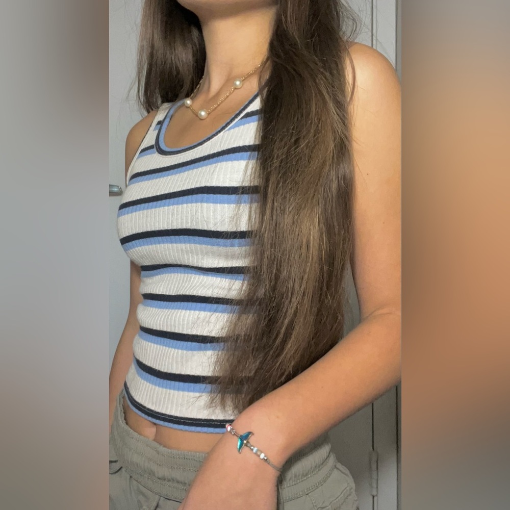 White Fawn | Striped Tank Ribbed Material
